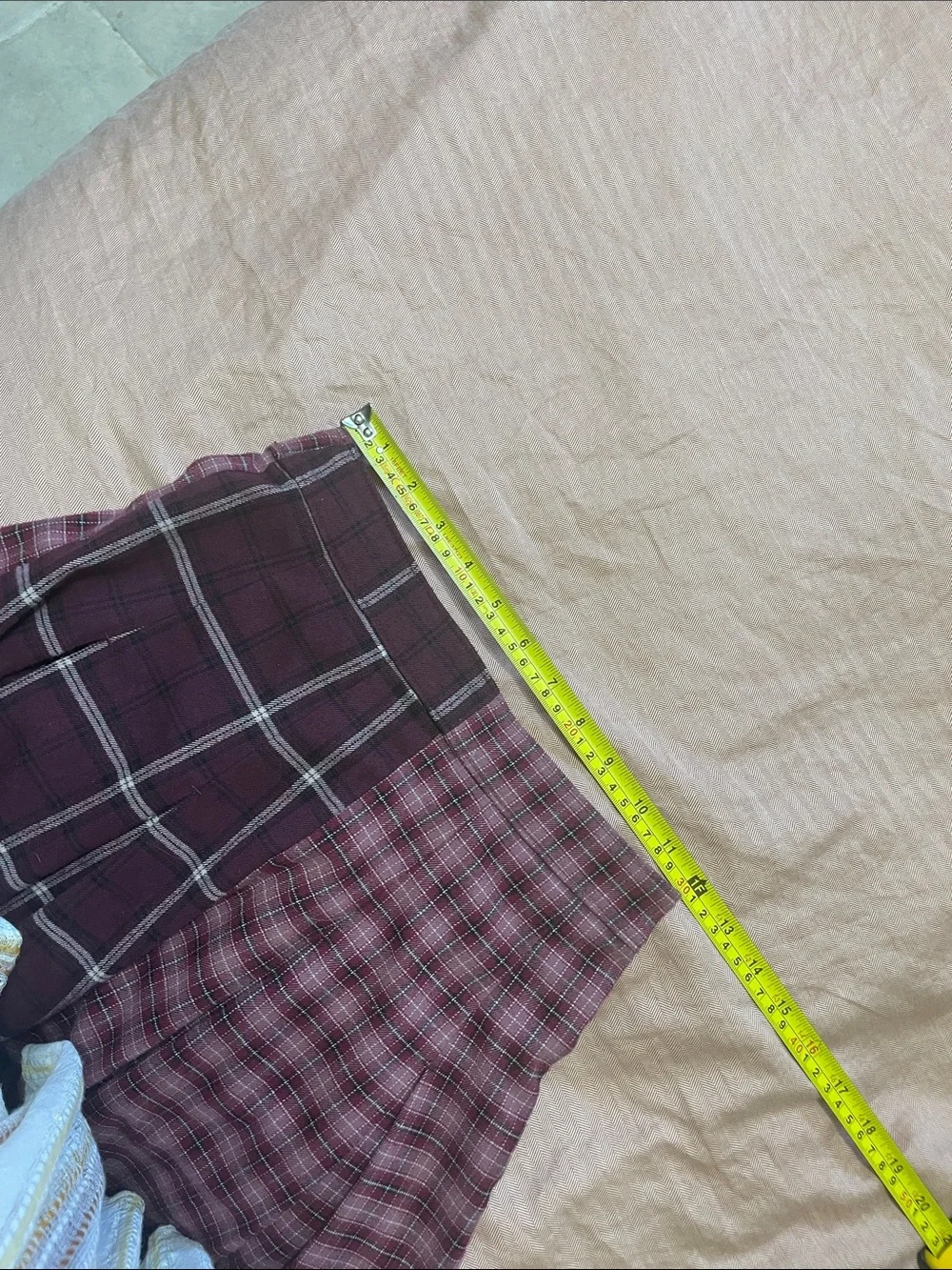 Hollister burgundy, black and white patchwork plaid skirt